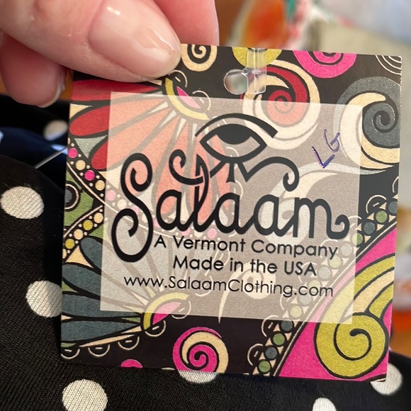 Black and white polka dot pull on pants. NWT. size L - Picture 3 of 6